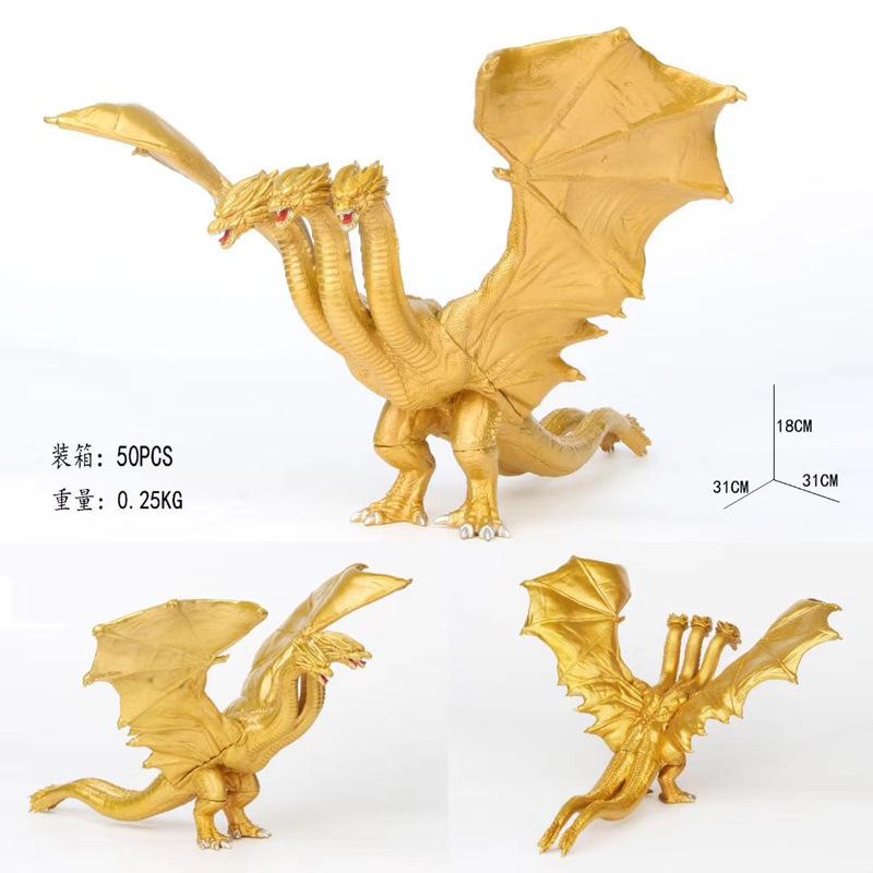18cm Anime Godzilla King of The Monsters 3 Head King Ghidorah Dragon Soft Glue Monster Model Doll Ornaments Kids Toys Gift