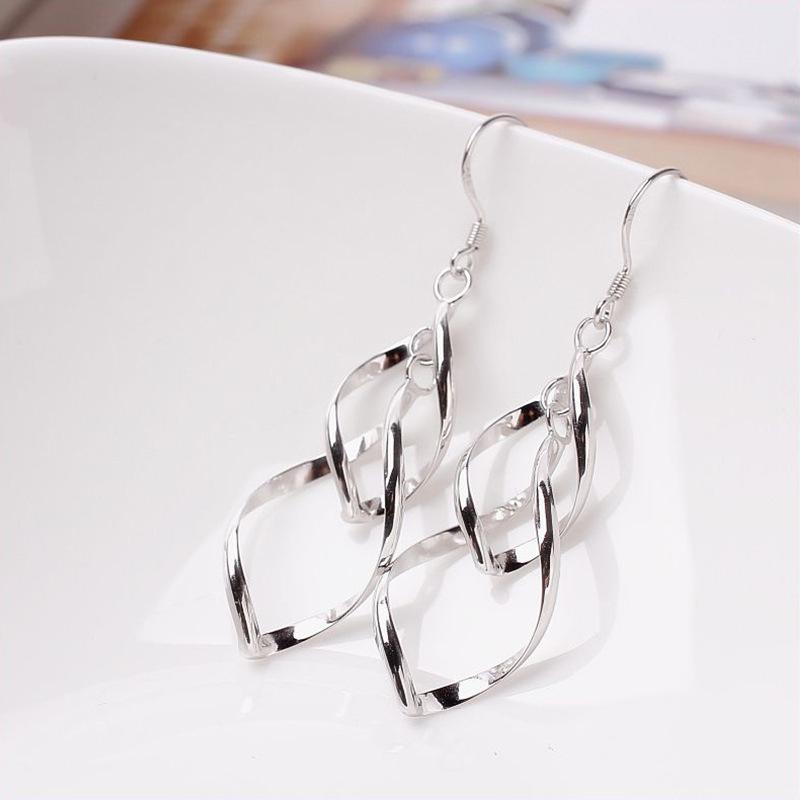 Leaf Fashion Double Twist Long Tassel Earrings