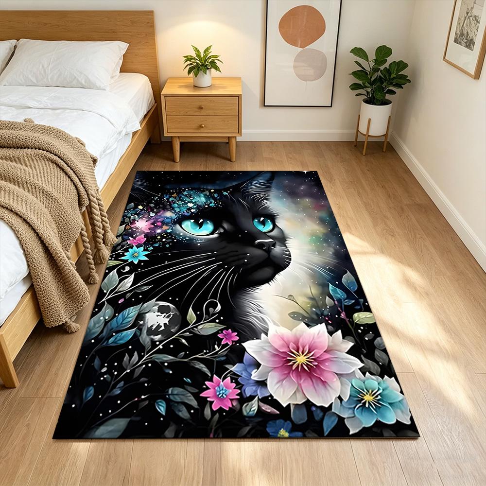 Sunflower Field Cat Dream Non-Slip Home Carpet Design for Office Decor Living Room Bedroom Gift