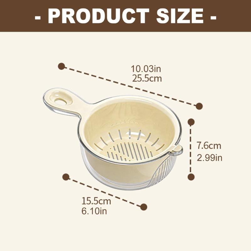 Thick Plastic Duals Purpose Colander And Wash Basin For Fruits Vegetables Double Layer Fruit Washing Basket