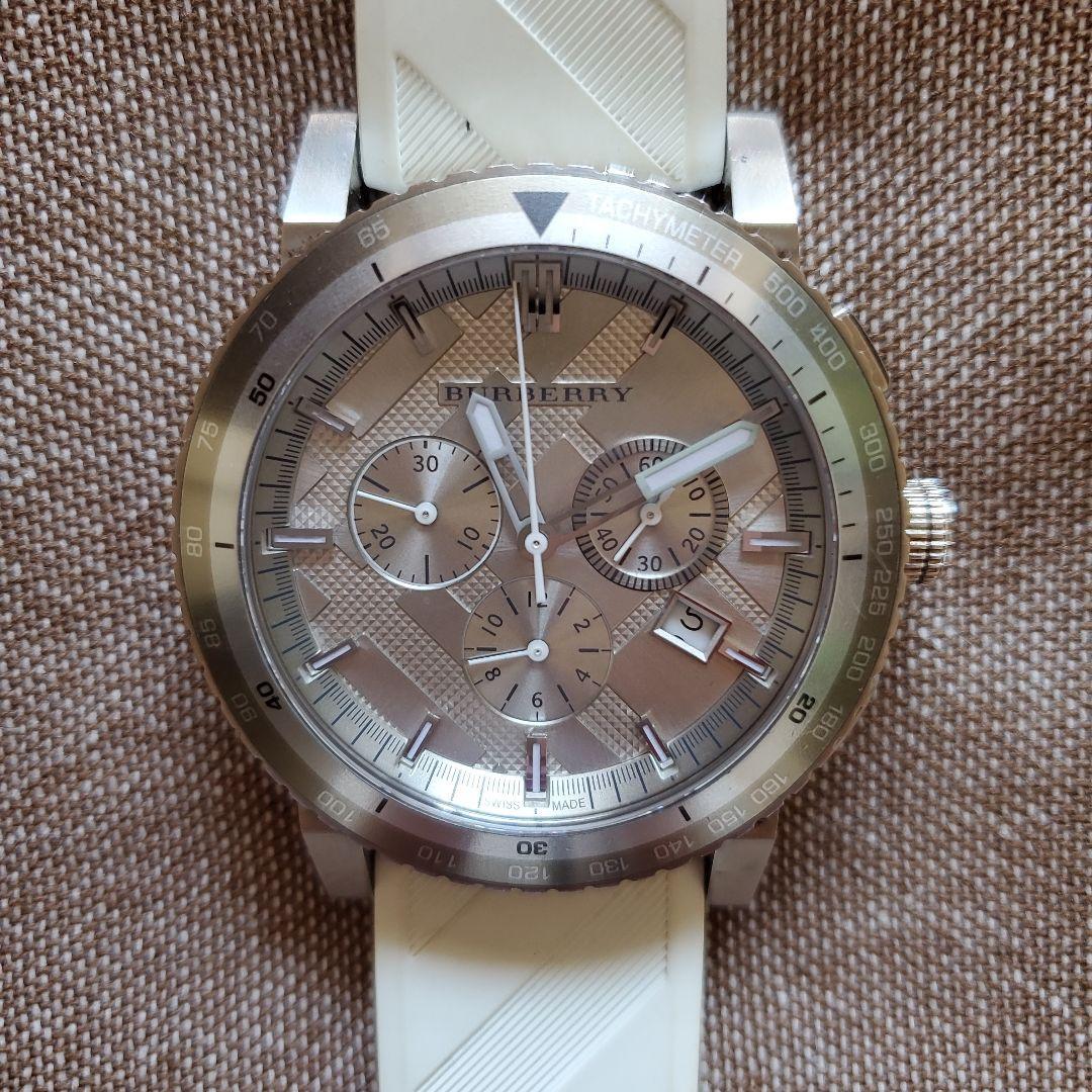 Used [Rare Good Condition] BURBERRY BU9810 Men s Watch Silver/White