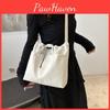 Elegant White Nylon Bucket Bag For Women Perfect For Casual Outings And Daily Wear