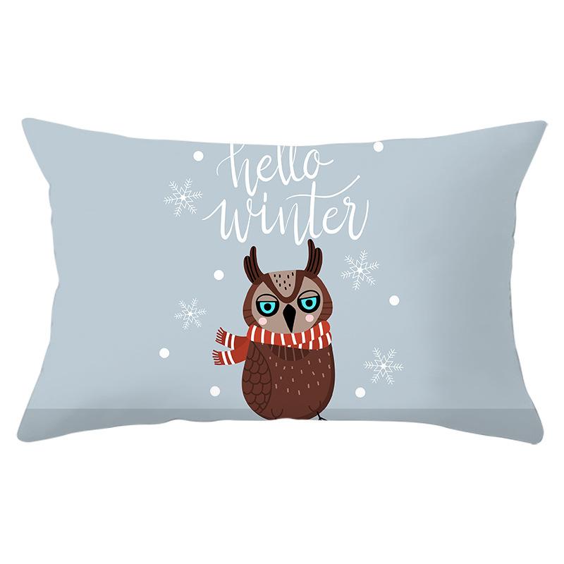 New Christmas Peach Skin Lumbar Pillowcase Cartoon Print Series Sofa Cushion Cover Throw Pillow Cover