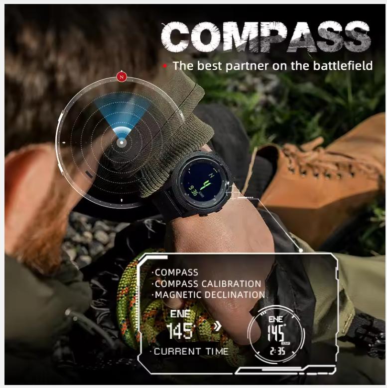 NORTH EDGE APACHE-46 Pánske digitálne hodinky na outdoorové športy, beh, plávanie, outdoorové športové hodinky, výškomer, barometer, kompas, WR50M