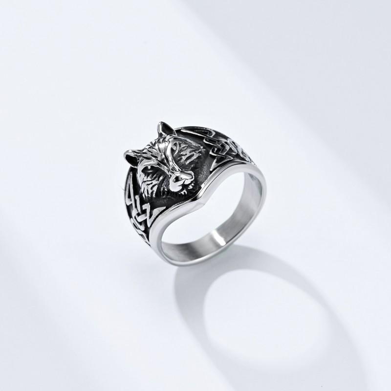 Celtic Wolf Ring Men Women Adjustable Open Band Vintage Nordic Retro Animal Jewelry