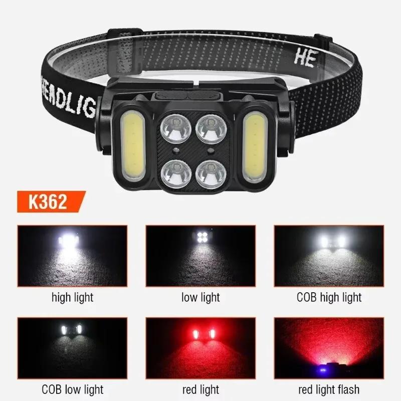 USB Rechargeable Headlamp 18650 Battery LED Headlight Waterproof Portable Head Flashlight Hiking Camping Head Cycling Torch