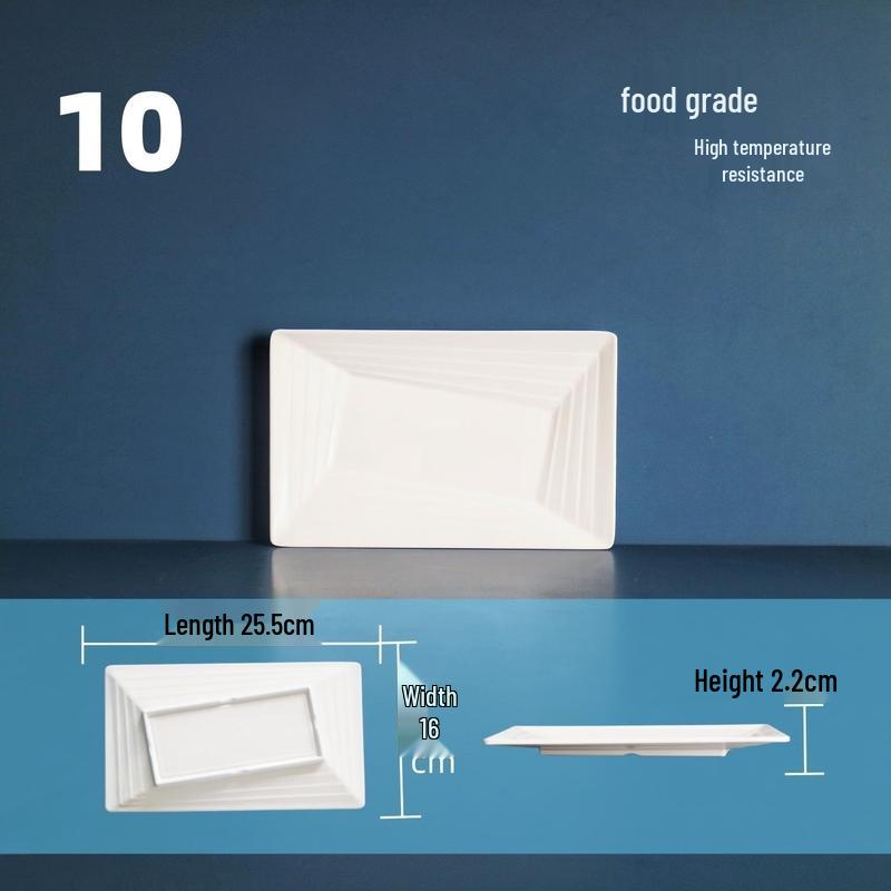 White Melamine 10-Inch Rectangular Serving Plate