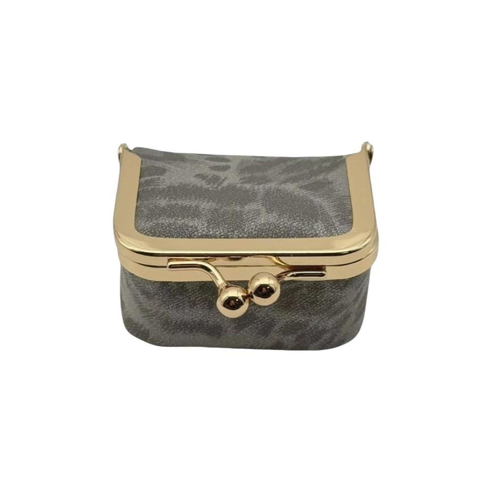 PU Leather Leather Jewelry Bag Square Small Item Bag Elegant Kiss Lock Coin Purse  Ring