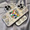 Rubik's Cube Map Is Suitable for Apple 15/14 Mobile Phone Case 16promax Anti-drop 13mini/12/7plus Electroplating Silver 11.