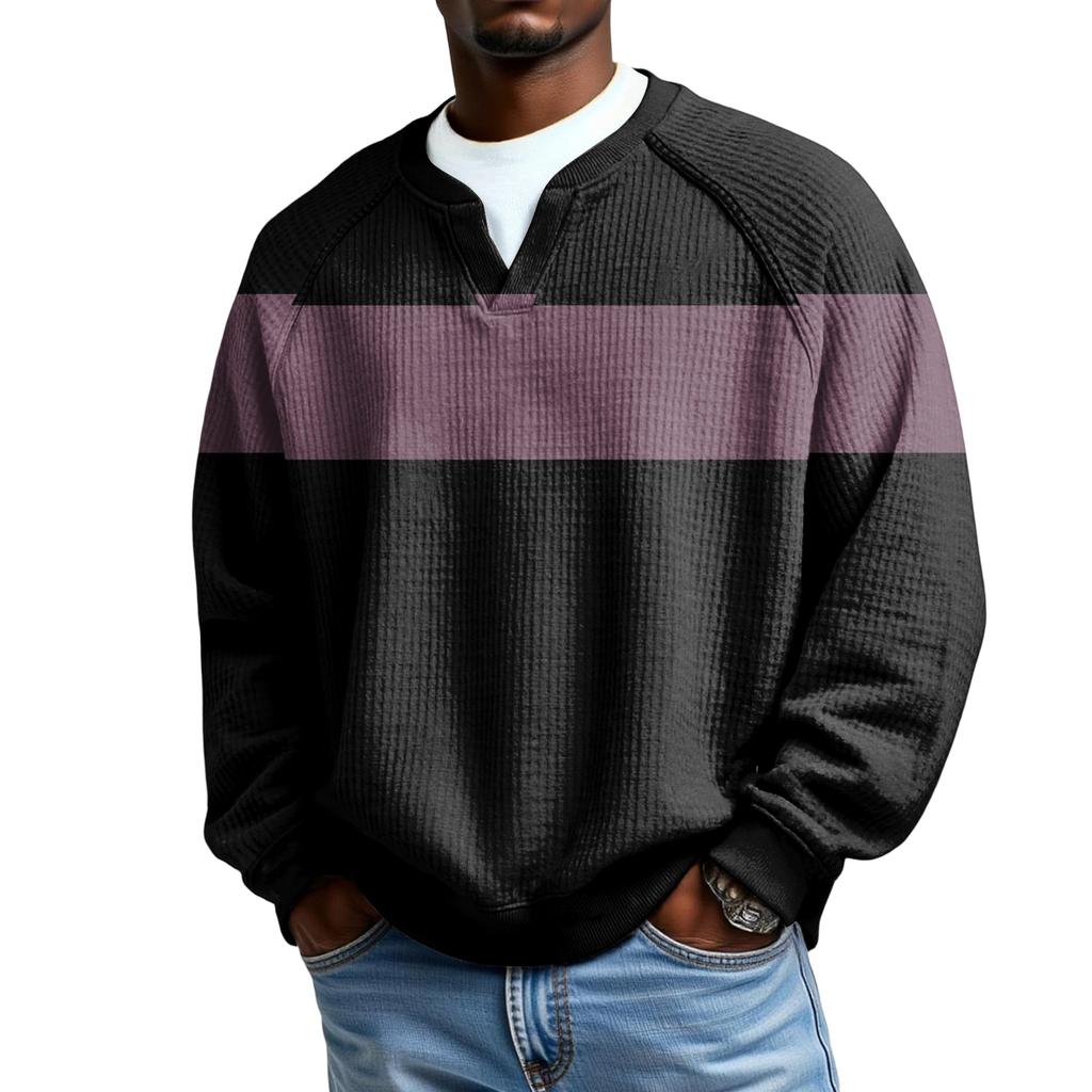 Herrfritidshuva Utomhus V-hals Vågmönster Långärmad