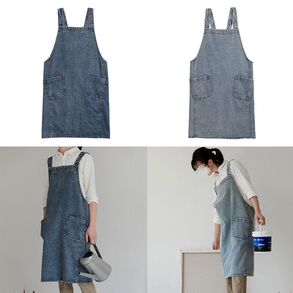 Canvas Gardening Baking Apron Antifouling Kitchen Aprons Japanese Denim Apron  Chef and Servers