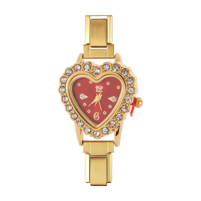 Y2K Vintage Zircon 9MM Width Italian Charm Heart Shape Watch High Quality Stainless Steel Bracelets Bangle for Birthday Gifts