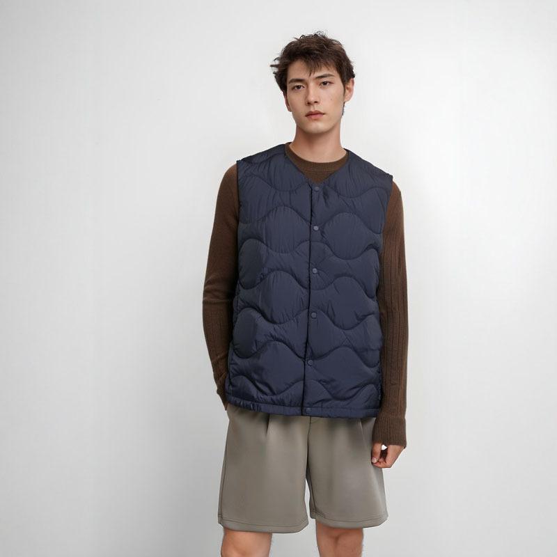Down men's vest collarless light down jacket liner vest fattened plus size inside and outside wear middle-aged and elderly father clothing
