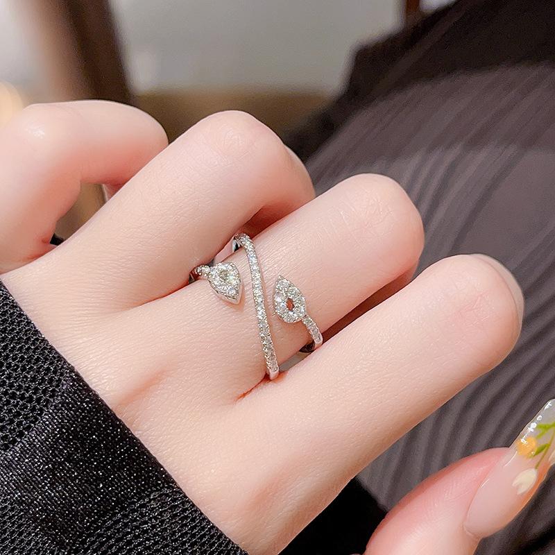 Flower Dopamine Colored Zir*****Pen Ring Stacked High Sense Niche Cold Wind Personality Ring Woman