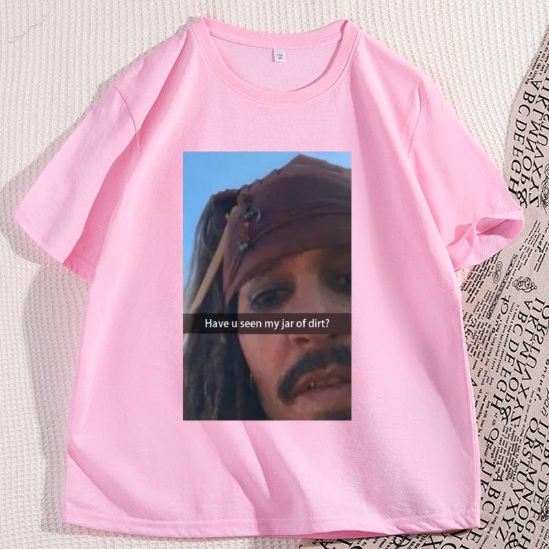Divertente Maglietta Capitano Jack Sparrow Unisex Cotone Manica Corta Grafiche Umoristiche Girocollo Traspirante Ampi Top Alta Qualità