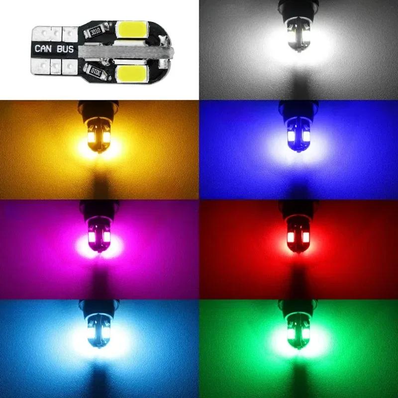 T10 W5W Led Canbus No Error Car Interior Side Light 5W5 12V 5W Auto License Plate Lamp Bulb Dome Read Light White Blue Red Amber