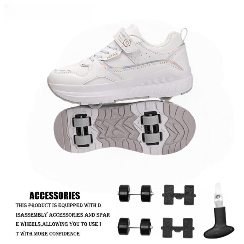Kids 4-Wheel Roller Skates Shoes New Sneakers For Boy and Girls Outdoor sport Skating Skates Shoes With Wheels