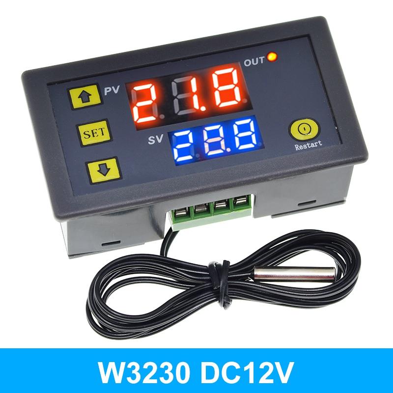 W3230 12V 24V AC110-220V Probe line 20A Digital Temperature Control LED Display Thermostat With Heat/Cooling Control Instrument