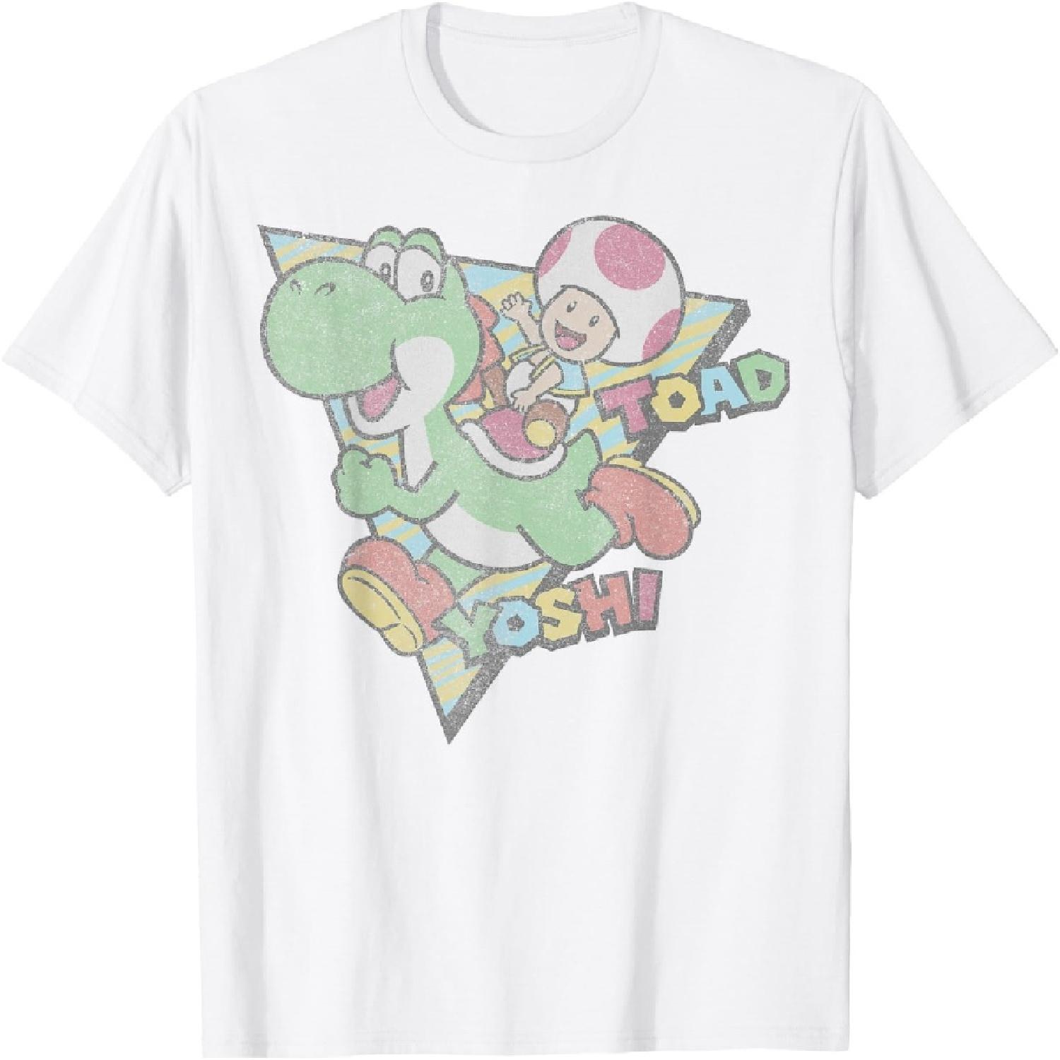 Футболка с винтажным портретом Тоада и Йоши из игры Super Mario на Nintendo XXXXXL белый