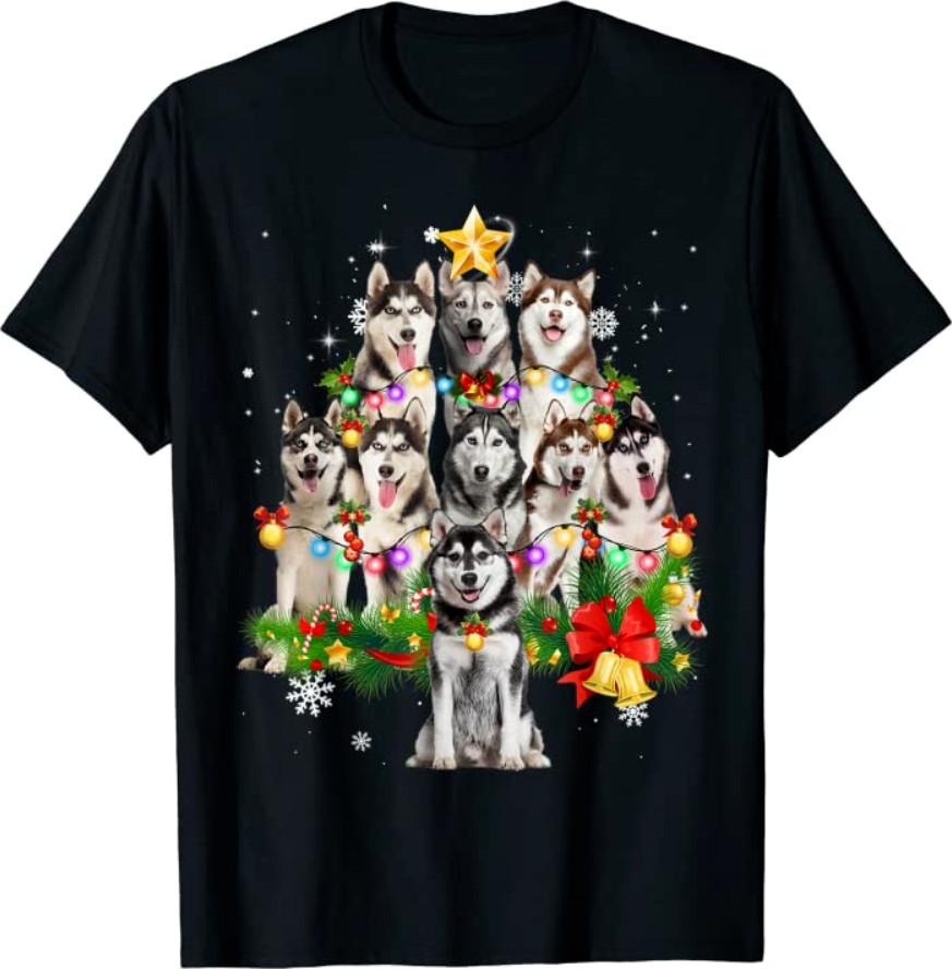 Christmas Dog cotton Black Unisex Shirt All Size TT06