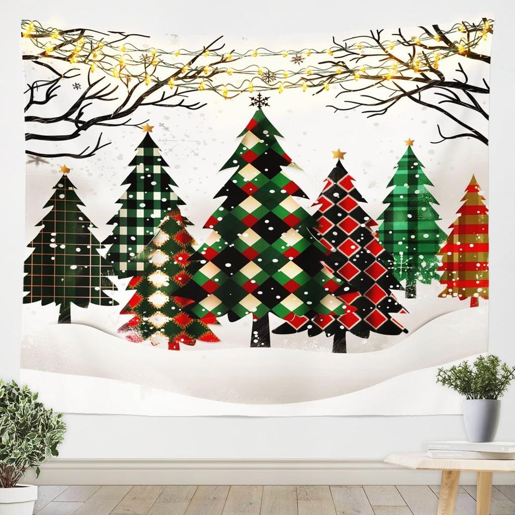 Christmas Tapestry New Year Background Wall Hanging Decoration Fireplace Stockings Gifts Hanging Cloth