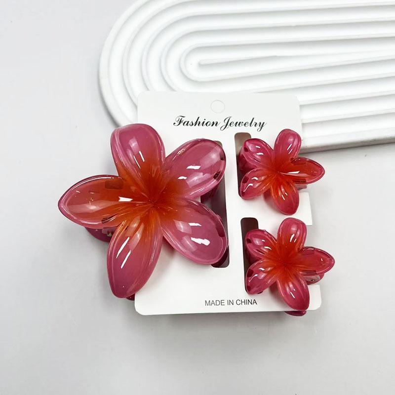Sada skřipců do vlasů s frangipani: Květinové vlasové doplňky s imitací mramoru pro módní svátky
