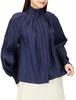 FRAY I.D. Shirred High Neck Blouse FWFB225055 Women's NVY 0