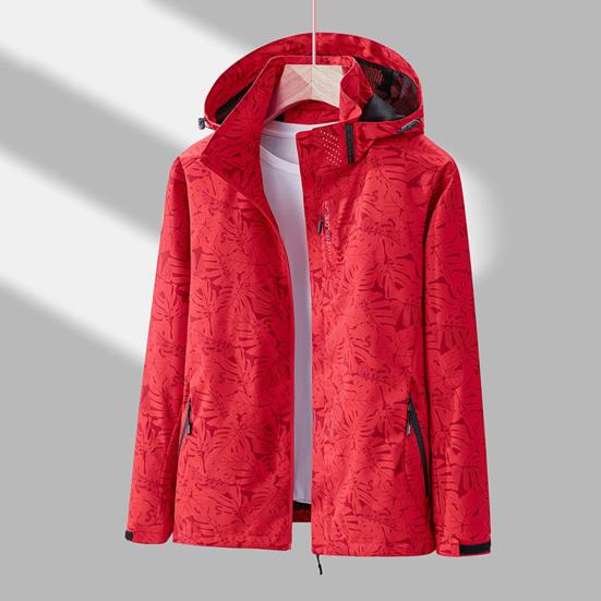 Pánská bunda S kapucí Stojáček Límec Dlouhý rukáv Potisk Bunda Kabát s kapsami Zapínání na zip Větruodolné Voděodolné svrchní oblečení