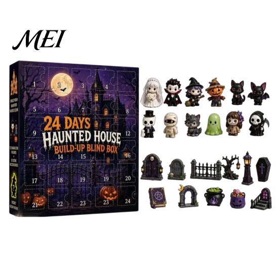 Calendario dell'Avvento per Halloween 2026, Conto alla Rovescia di 24 Giorni con Mini Figure da Collezione, Figure di Bambole Spettrali per Bambini, Gadget per Feste Decorazioni Bambini