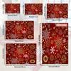 1pc Christmas Snowflake Area Mat - Red with Golden & White Snowflakes, Non-Slip Machine Washable Mat for Living Room, Bedroom,