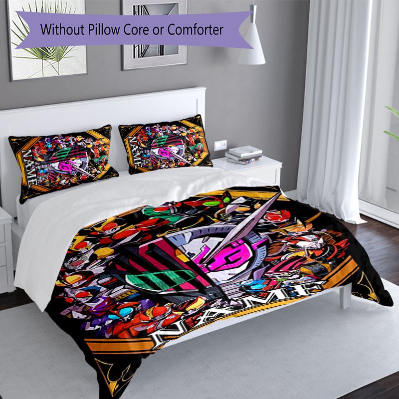 3pcs Custom Name Kamen Rider Decade Set,Includes 1 Duvet Cover and 2 Pillowcases,All-season Bedroom Decor