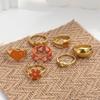 Women's Orange Heart Flower Enamel Ring Set Vintage Gold Statement Stackable Midi Knuckle Rings for Summer Beach Party