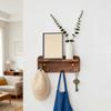 Elegant Brass Key Rack With 6 Metal Rings And Wooden Storage Shelf For Home Use