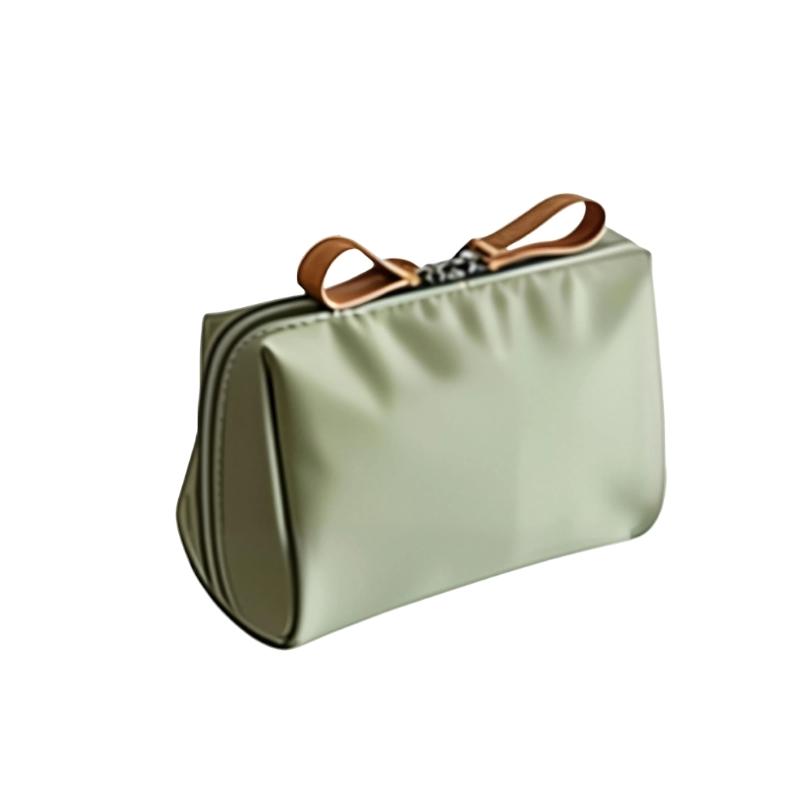 Travel Makeup Bag Smooth Nylon Cosmetic Case with Top Opening for Bathroom Counter Storage and Daily Personal Care Use