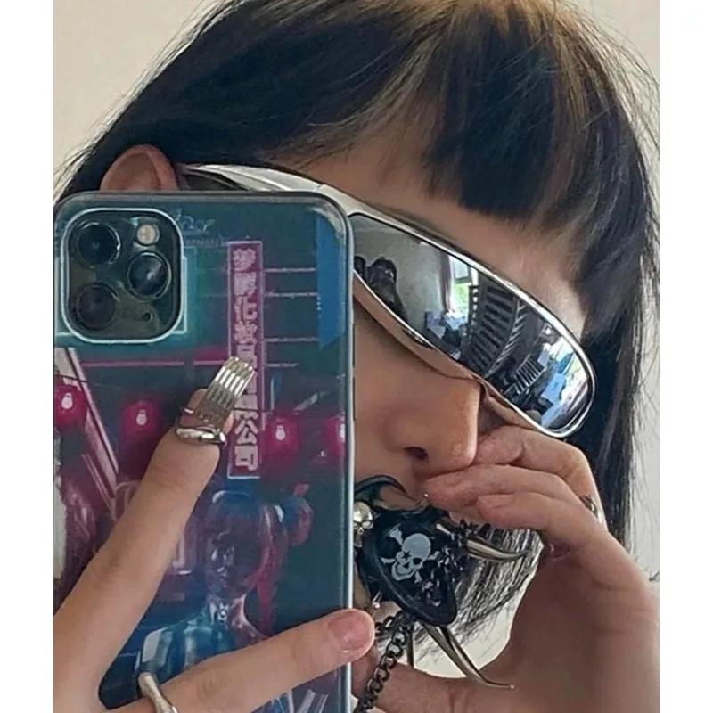 Gafas de Sol de Una Pieza de Marca de Lujo Vintage Y2K para Mujer y Hombre Gafas de Sol Punk Populares Gafas Deportivas para Exteriores Tendencia Gafas de Sol
