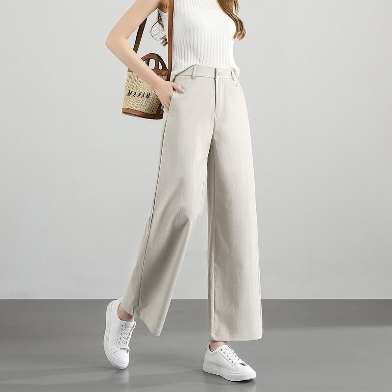 TERRE BLEUE Women s Casual High-Waist Wide-Leg Cropped Pants 28