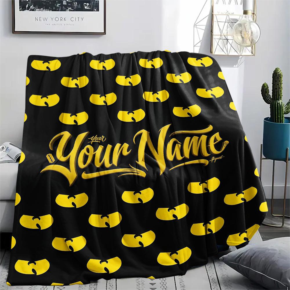 1PC Custom Name Wu-Tang Clan Patterned Flannel Blanket Suitable For All Seasons for Home Decor Warmth and Comfort Gifts Holiday Present -HE228
