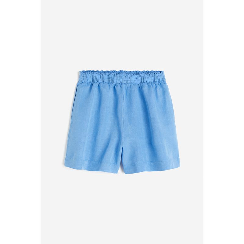 

HM Women s Pants Autumn Linen Blend Work Clothing High Waist Straight-leg Loose Elastic Waist Casual Shorts 1222706