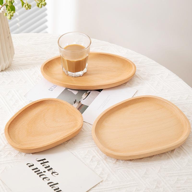 1pc Wooden Serving Tray Japanese Style Solid Wood Dining Plate Dessert Display Sushi Storage