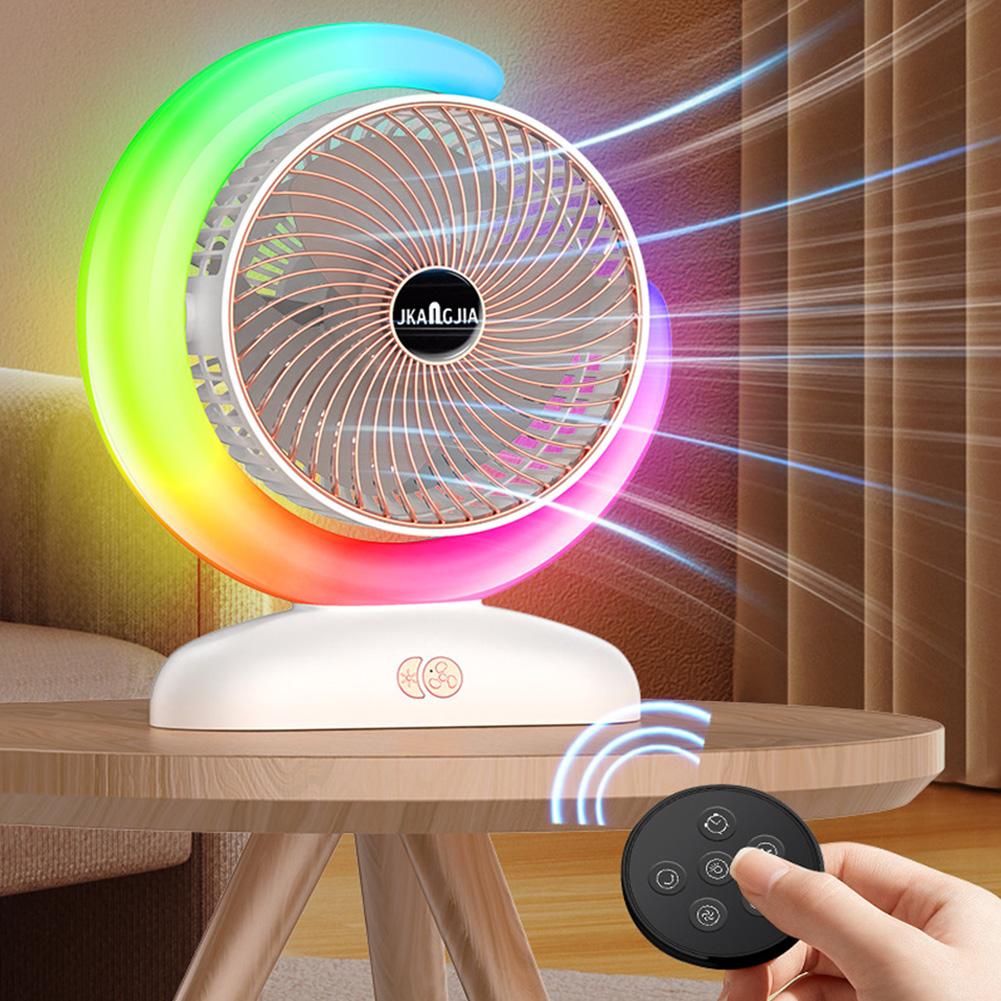 

USB Rechargeable Air Circulator Fan Low Noise with Colorful Light Quiet Fan 3 Speeds Portable Table Fan for Home Bedroom Office