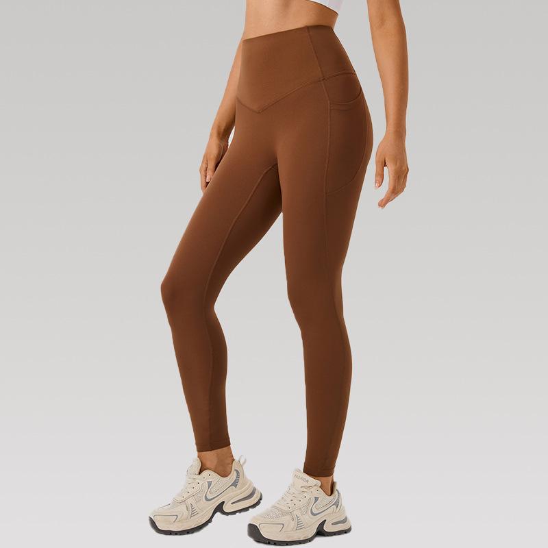 

Seamless One-Piece Yoga Pants with Pockets - Butt Lifting, Bare-Feel Fitness Tights M (115-125 lbs)