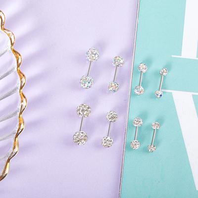 Titanium Steel Unisex Women Men Round Ball  Zircon Ear Studs Earrings  Shiny Cartilage Piercing Jewelry