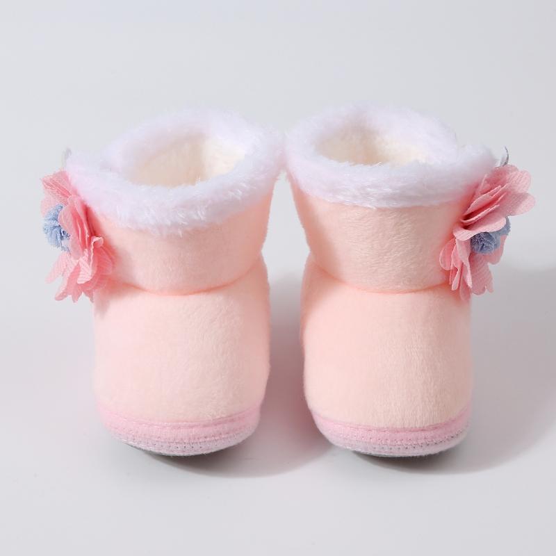 Kleinkind Baby Mädchen Baumwollgepolsterte Schuhe Weichsohlige Warme Stiefel Blumendekor