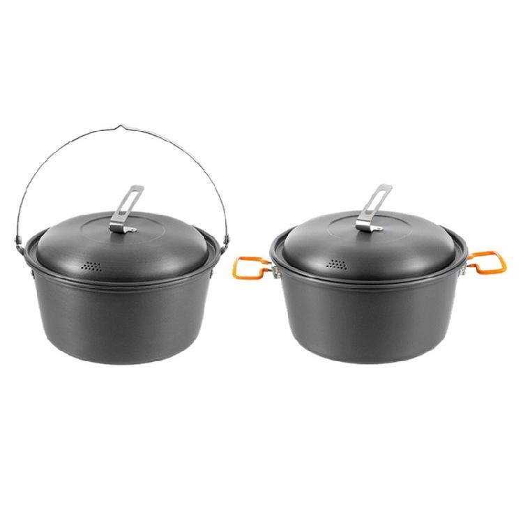 Aluminum Hanging Pots, 2-4 Person Camping Pots with Lid, Lightweight Outdoor Cooking Pots Cookware for Hiking Picnics
