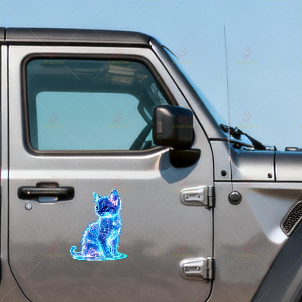 1pc Vibrant Neon Cute Cat Car Stickers Waterproof for Atuo Window Body Motocycle Helmet Fuel Tank Fairing Scooter Vinyl Decals