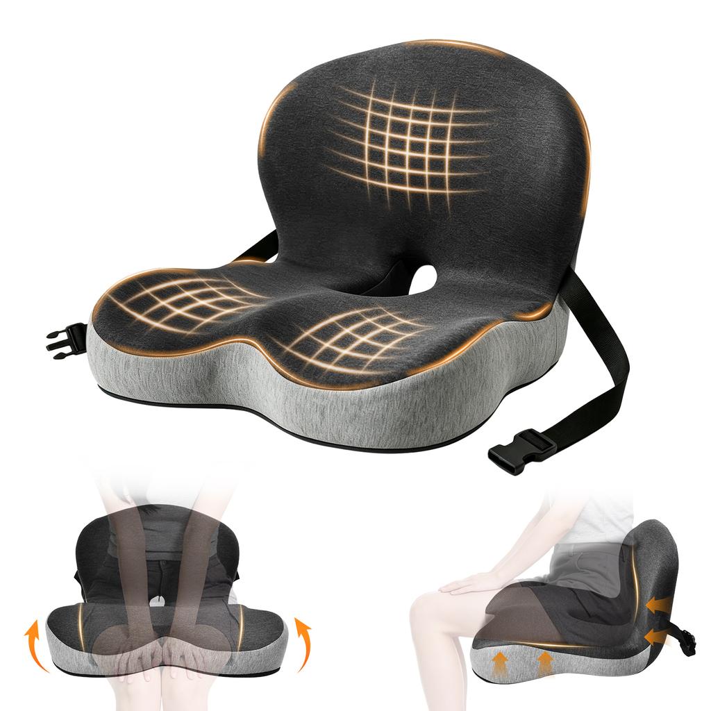 Seat Cushion for Office Chair Ergonomic Memory Foam Seat Cushion with Back Support for Stress Relief Lumbar Support Car Office