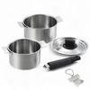 Saucepan Set of 2 with Detachable Handles and 14cm and Gas and Induction Made In Includes Original Tag J-kitchens Roll-Resistant Lids, 16cm,
