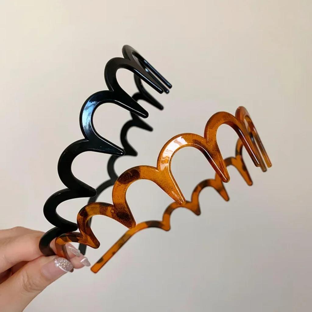 Brown Resin Wave Toothed Headband for Women Girls High Skull Top Korean Zigzag Hair Comb Notched Hairband Hair Accessories