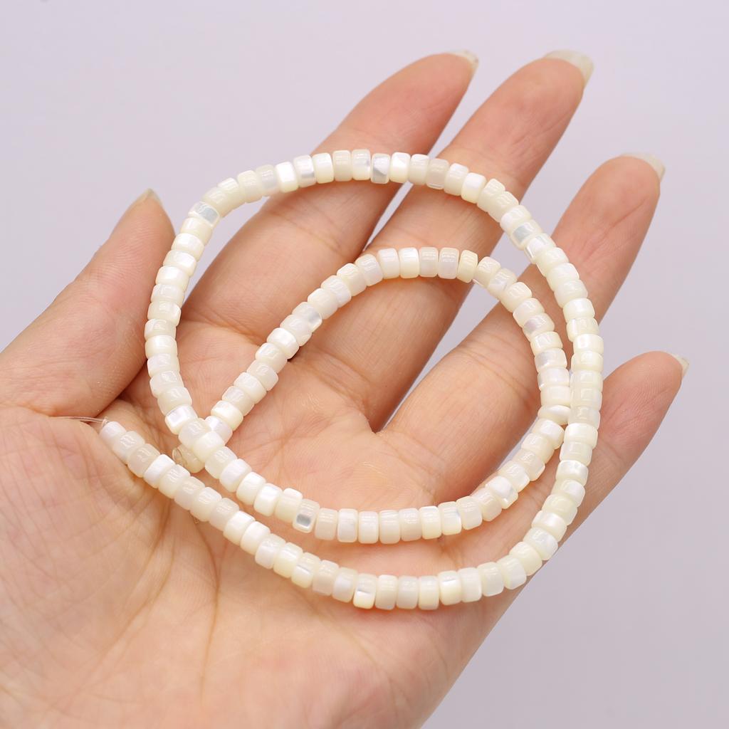 1String Natural Seawater Shell Beads, Fashion Flat Round Loose Spacer Beads for DIY Necklace Bracelet Anklet Accessories, Creative Jewelry Making 38cm