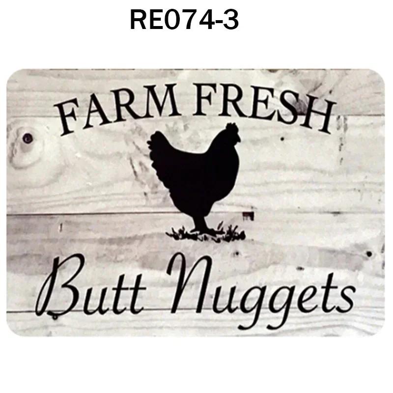 Happy-Hens Fresh Eggs Metal Tinplate Poster Chickens Farm Shop Poster Vintage Restaurant Wall Decor Retro Plaque Signs 20*30cm